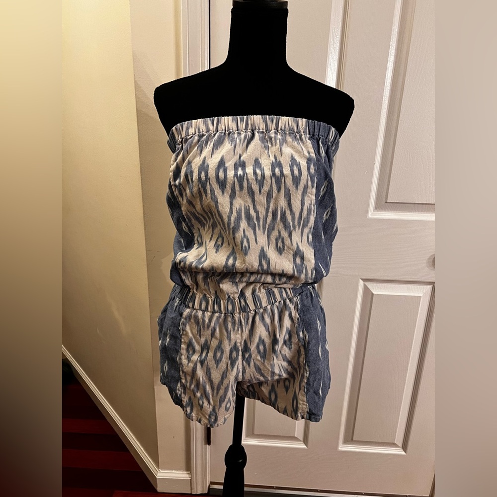 Joie Blue and Cream Jumpsuit